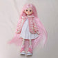 KEYCHARM LINARA 1/6 BJD Doll 12" Ball Jointed Doll with Pink Fluffy Coat, White Dress & Canvas Shoes - Cute Makeup, Vertical Pink Wig - Collectible