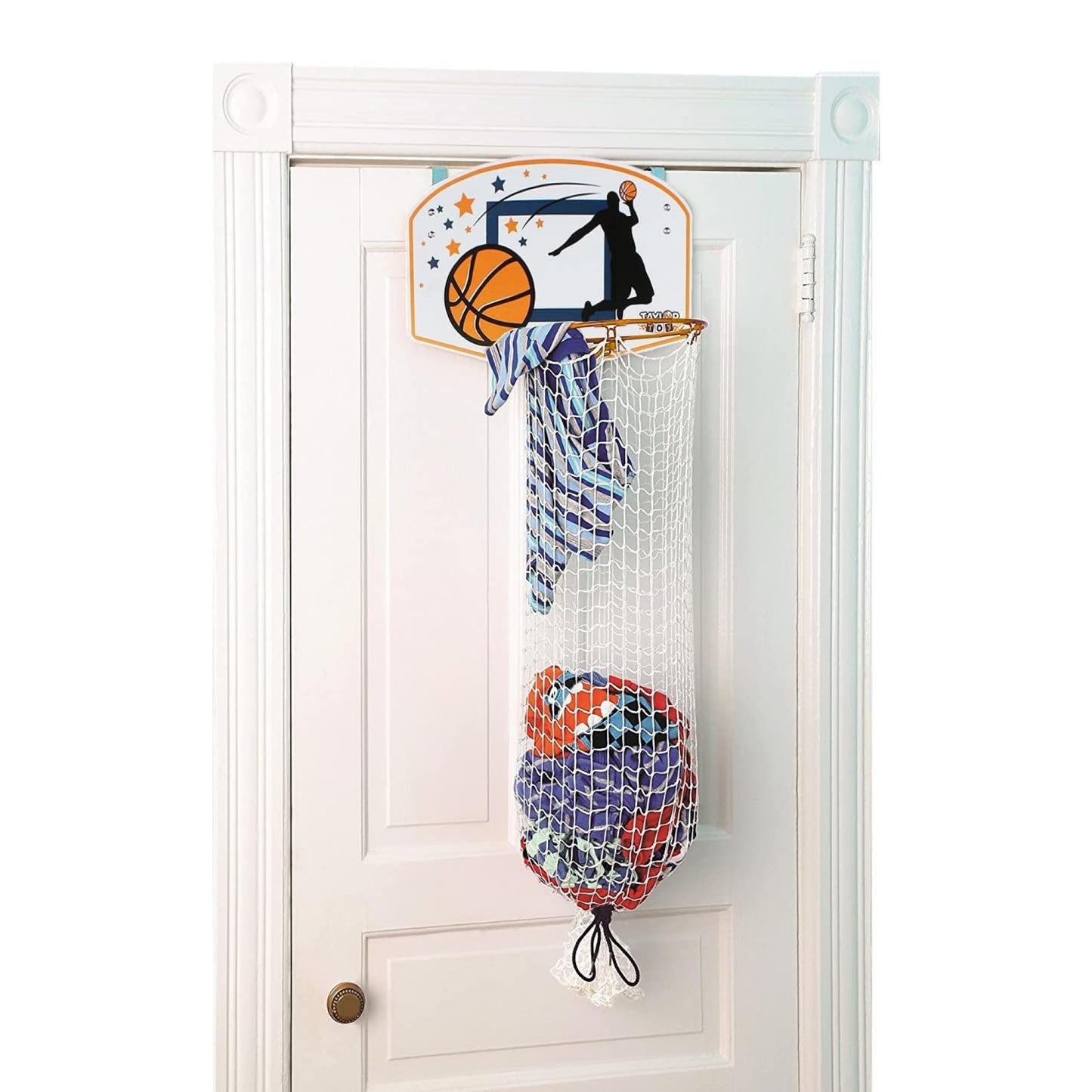 Taylor Toy Over the Door Hanging Laundry Hamper - Basketball Hamper - Boys