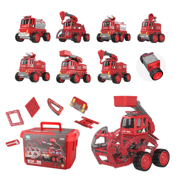 elecci Magnetic Tiles Car, 106PCS Magnetic Blocks Creativity Build Cars Toy, Learning Building Block for 3-12y Kids. (Red Storage Box -105PCS)
