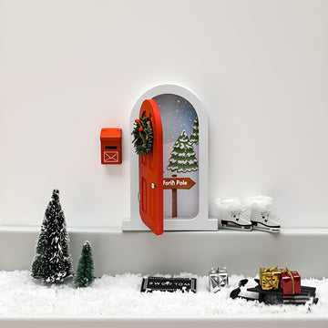 Tonttuovi Christmas Elf Accessories Wooden Miniature Elf Door for Wall for Elf Arrival Ideas