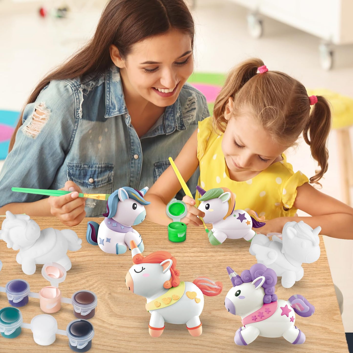 SpringFlower Unicorn Gift Toys for 3 4 5 6 7 8 Years Old Girls - Girls Arts and Crafts Painting kit Including 8 Cute Looking Unicorn Figures, DIY
