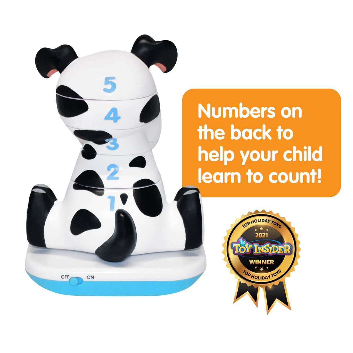 Stack-a-Roos Baby Cow by Salus Brands - Animal Stacking Toy, Educational Early Learning Toy for Infants Babies Toddlers, Age 12+ Months - Great Baby