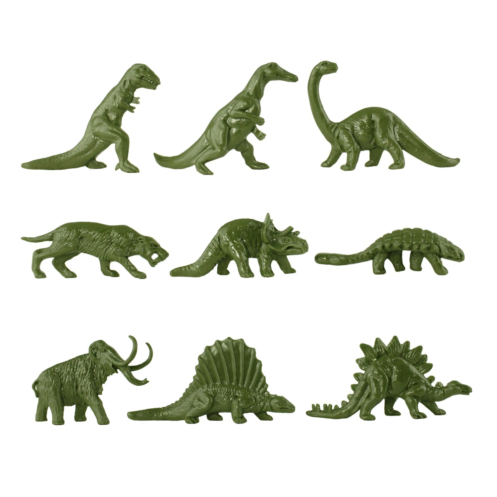 Tim Mee Toy TimMee Prehistoric Plastic Dinosaur & Caveman Figures - Tan, Rust, & OD Green 73pc