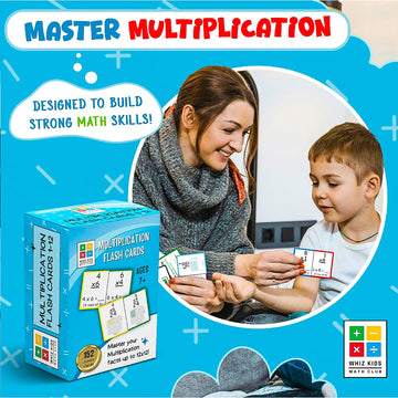 Whiz Kids Math Club Multiplication Flashcards - Jumbo 6"x4" Colorful Flash Cards with Visual Pictures and Multiplication Properties - Educational Math