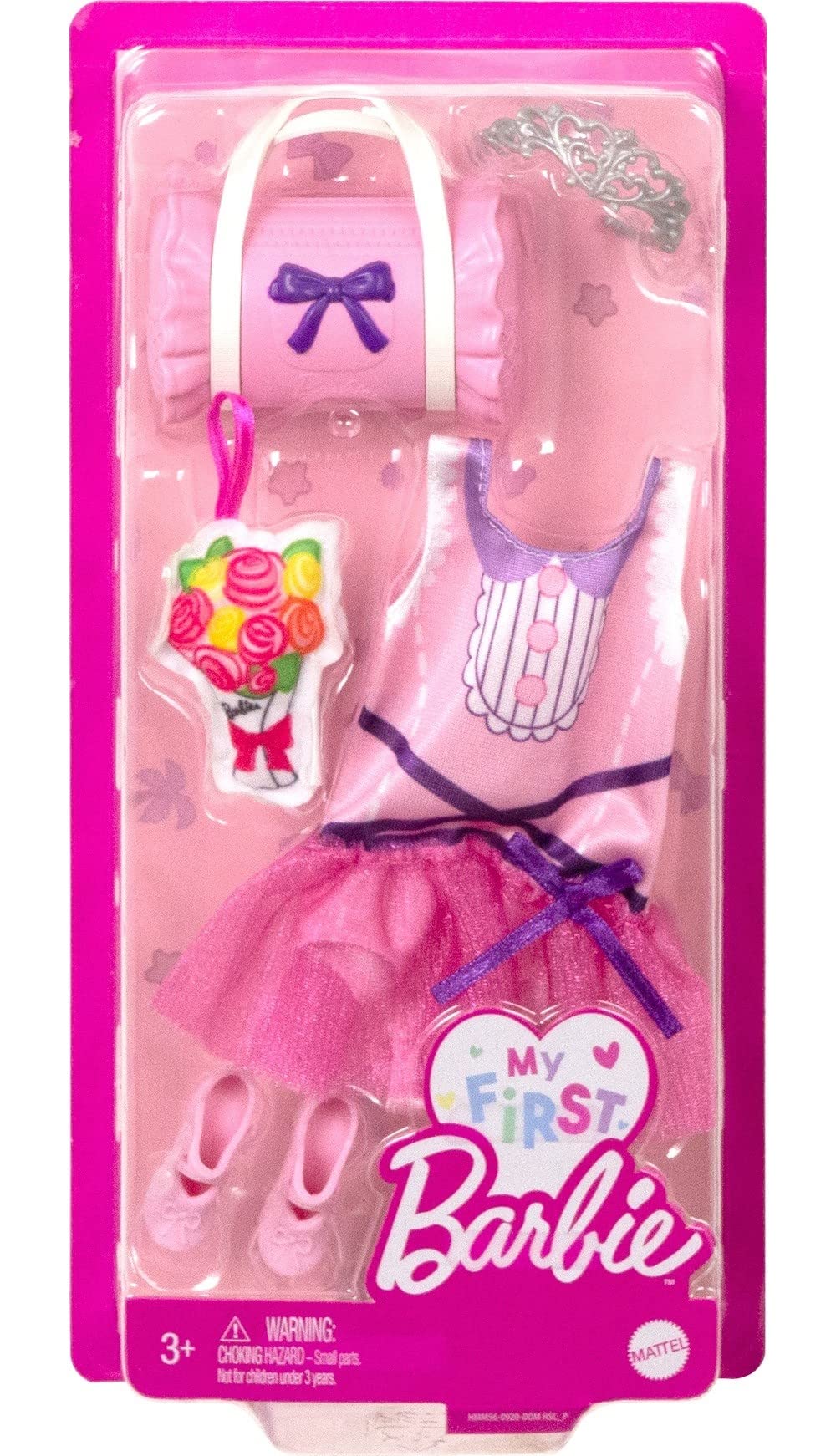 Barbie My First Barbie Clothes, Fashion Pack for 13.5-inch Preschool Dolls, Tutu Leotard with Ballet & Dance Accessories