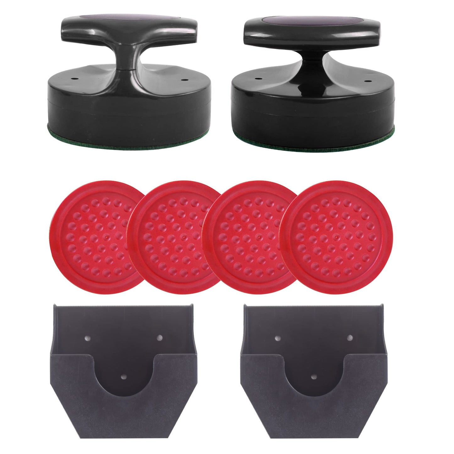 Air Hockey Pushers and Air Hockey Pucks,2PCS Striker with 4PCS plastic Pucks and 2PCS Striker holders