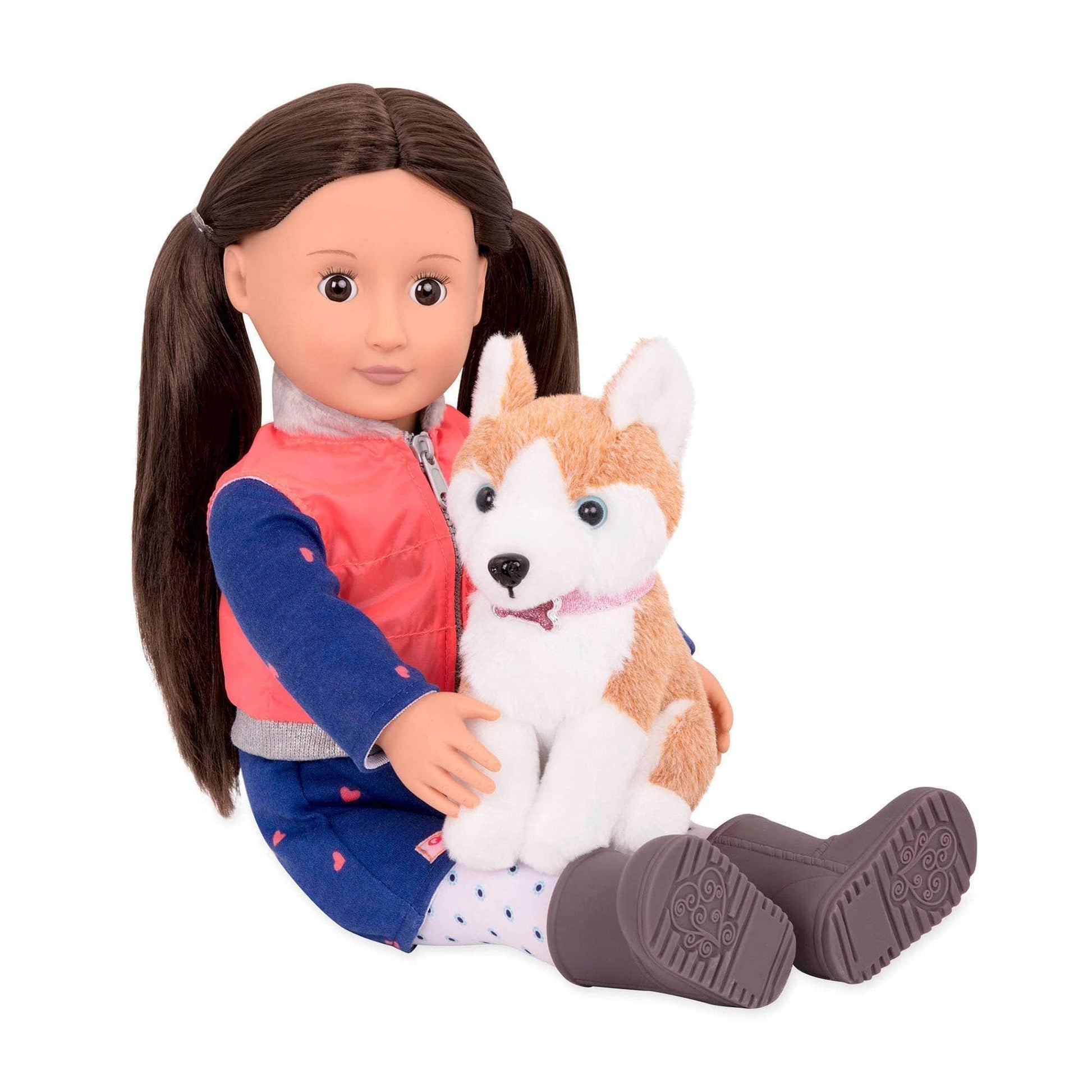 Our Generation- Leslie and Pet Husky- Accessories, Pets & 18 inch Dolls - for Girls Ages 3 Years & Up