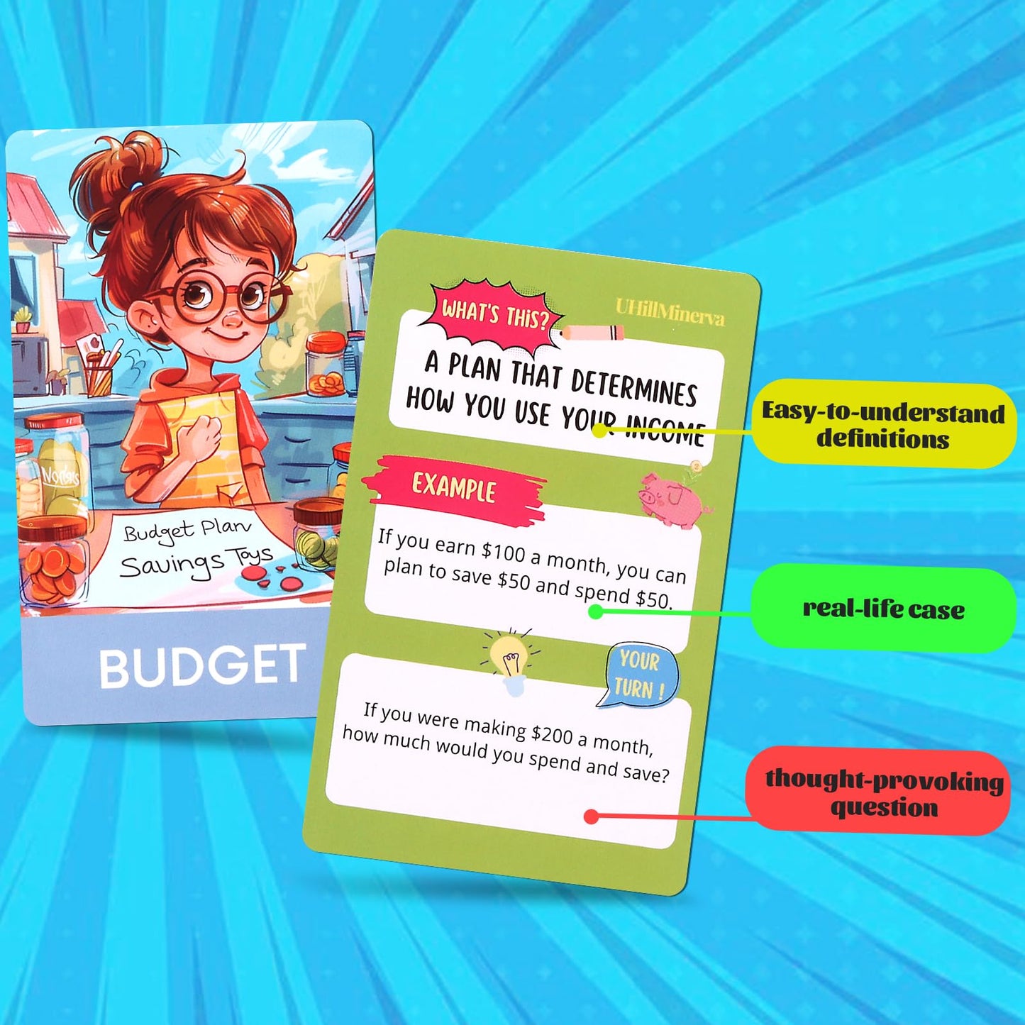 Financial Literacy Flash Cards - Great for Teaching Kids Through Middle School - 54 Educational Money & Learning Resources - Teach Cashflow, Stock
