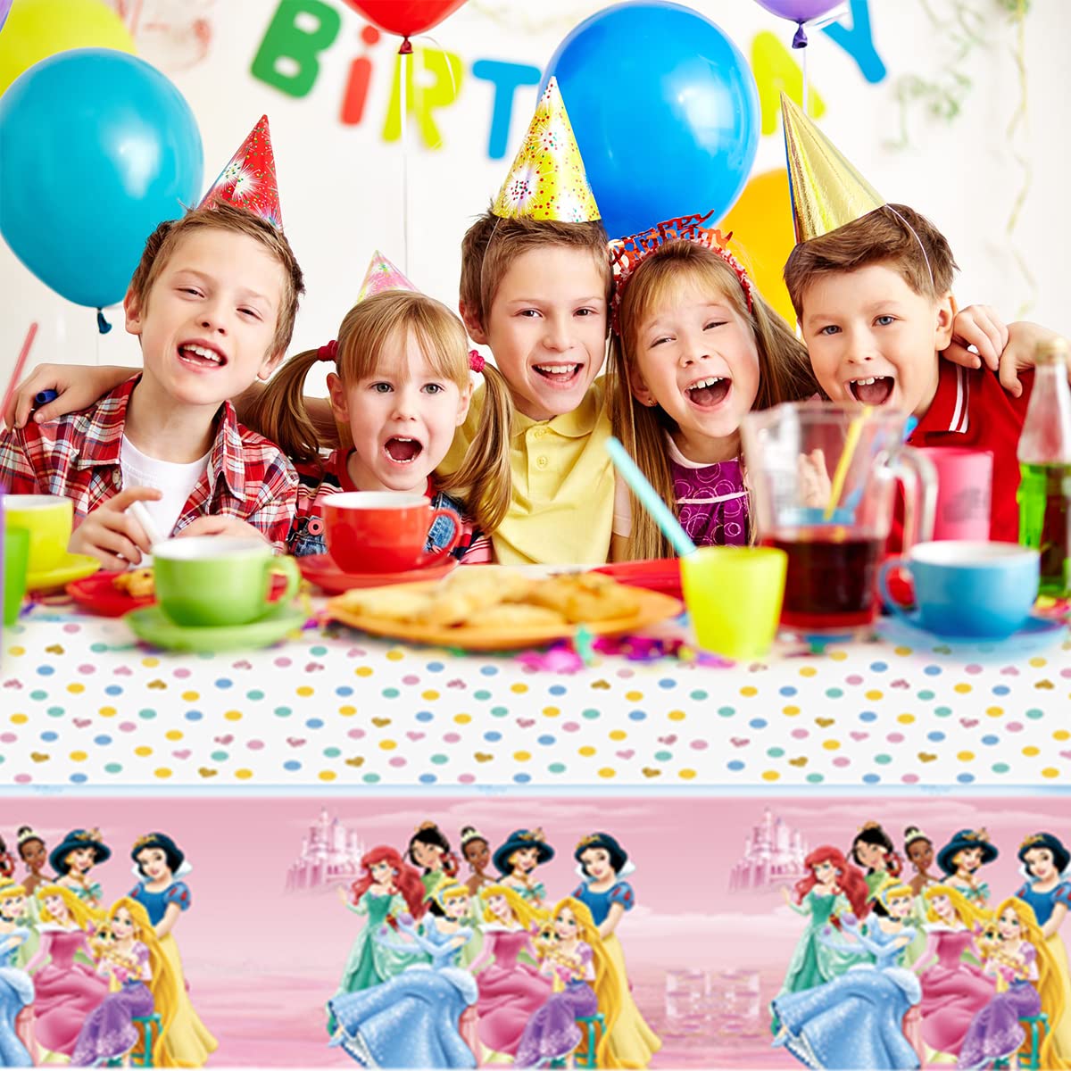 RBJHDRHD 2Pcs Princess Party Tablecloth Princess Birthday Party Supplies Girl Kids Baby Shower Birthday Party Supplies