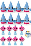 Unique Baby Shark - Party Hats, Blowouts & Sticker Bundle | Officially Licensed | 8 Hats, 8 Blowouts & 1 Sticker Sheet | Birthday Party Supplies Set |