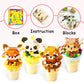 4 Packs Micro Cute Animals Building Set with Ice Cream Cup Base - Panda, Hamster, Raccoon, Fox, Creative Buidling Blocks Party Favors for Goodie Bags