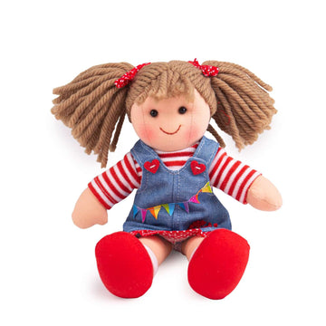 Bigjigs Toys Hattie Rag Doll (Small) - My First Doll, Quality Soft Dolls, Soft Toys for Girls & Boys, Ragdoll Suitable from Birth, Removable Doll