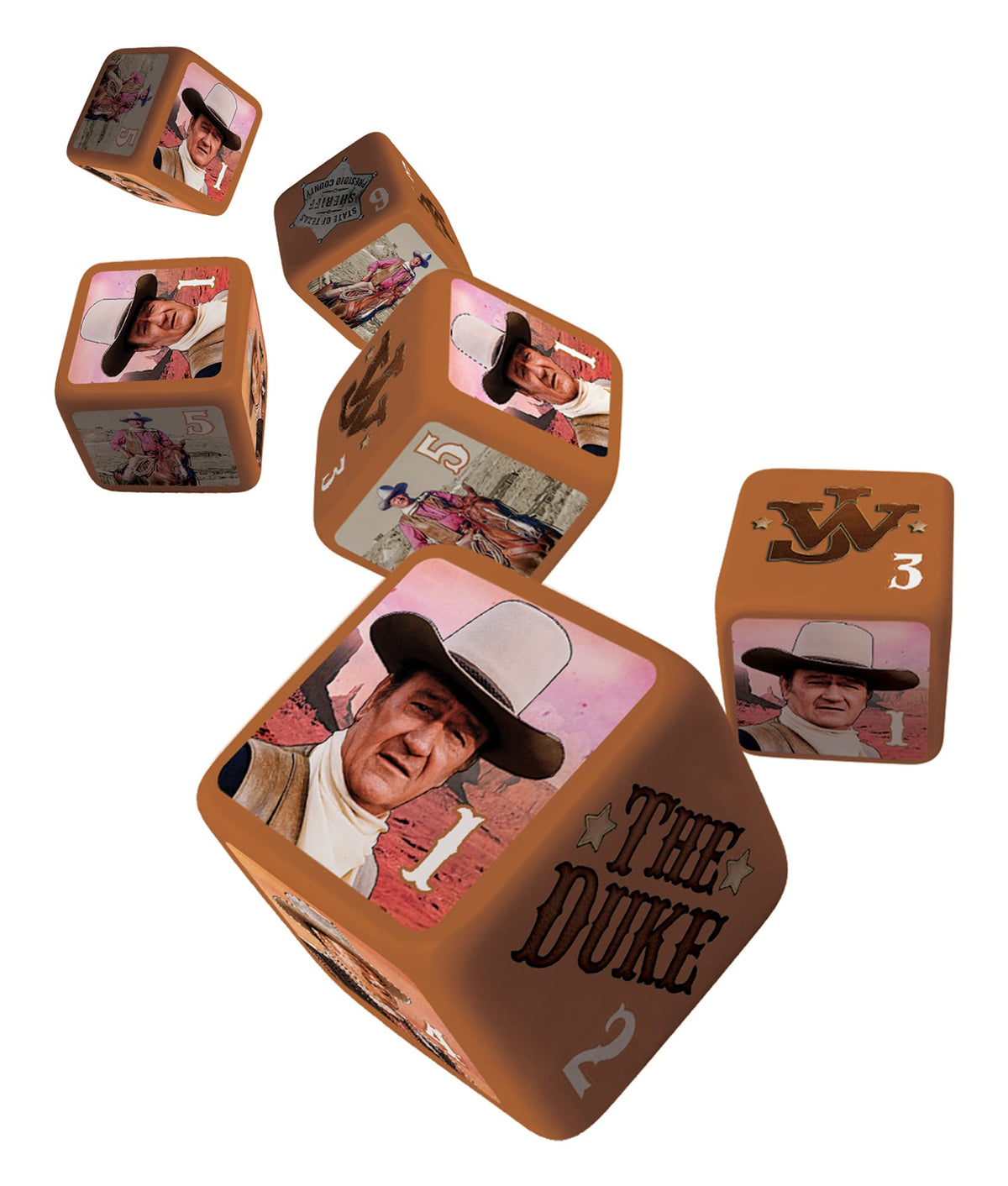 MasterPieces Game Day - John Wayne Dice Pack - 6 Piece Officially Licensed Dice Set - D6 Standard Size