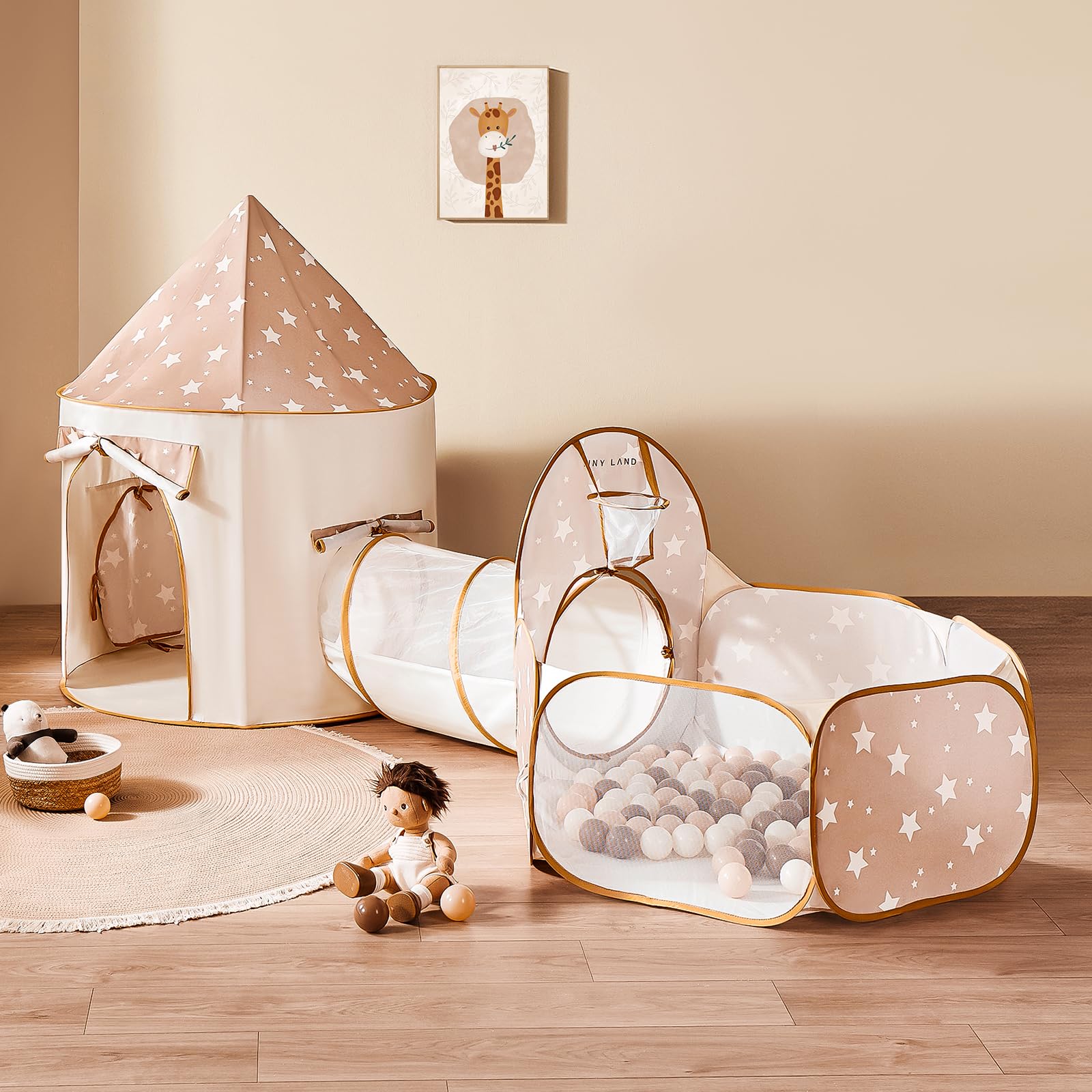 Tiny Land Kids Play Tent with Tunnel, Pop-Up Tent & Ball Pit for Toddlers
