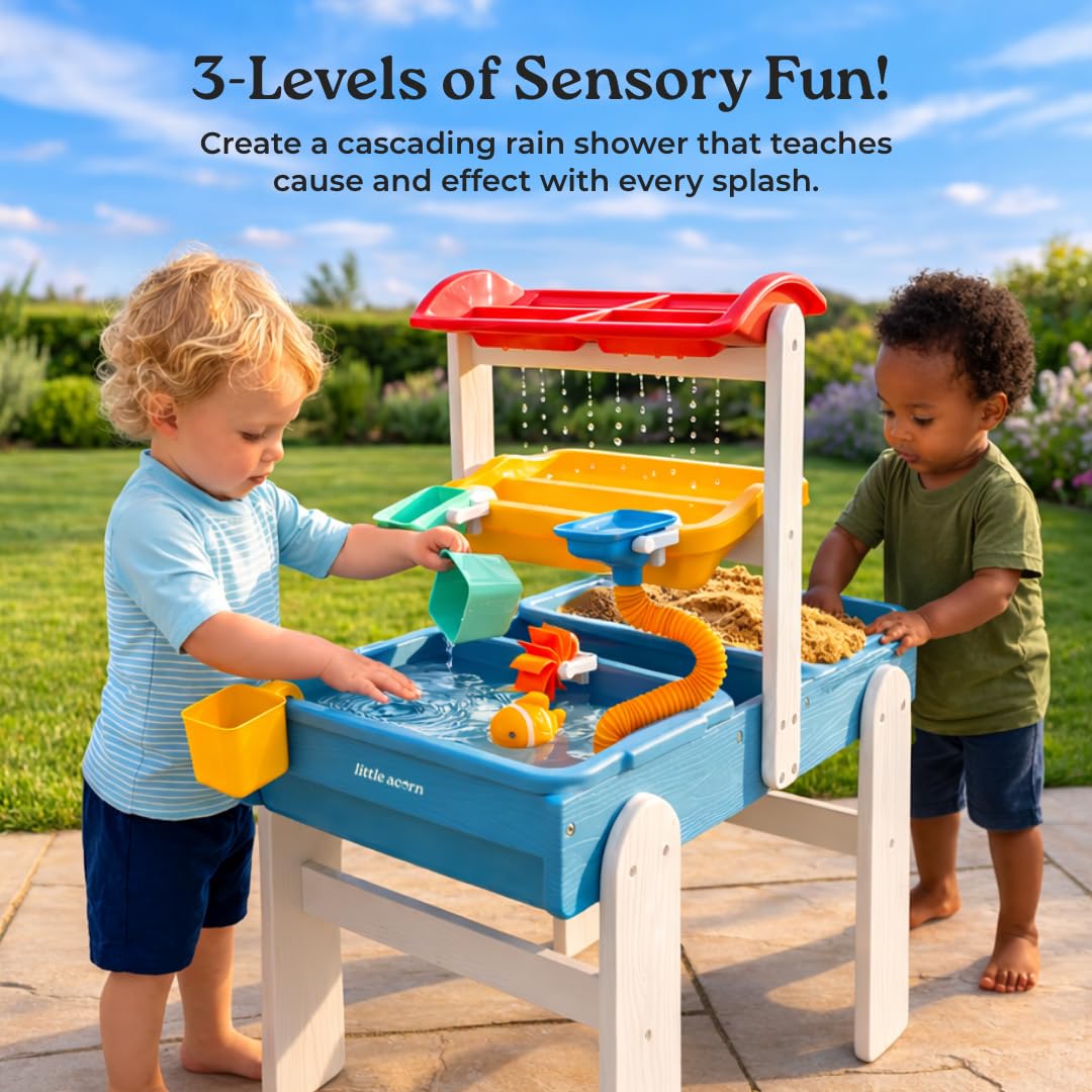 Little Acorn, Water Table for Toddlers 1-3 | Outdoor Toys for Toddlers 1-3 | Sensory Sand & Water Play Table for Kids Boys & Girls