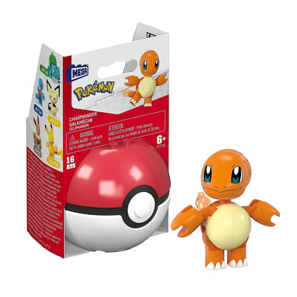 Pokemon Mega Construx Poke Ball 16-Piece Building Set | Charmander