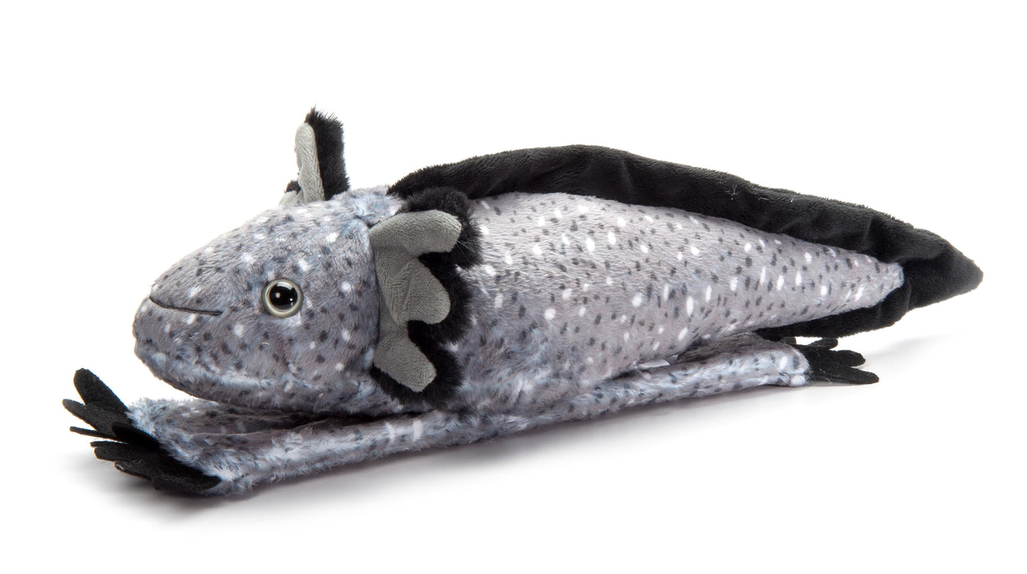 The Petting Zoo Axolotl Stuffed Animal Plushie Slap Bracelet, Gifts for Kids, Slapstix Wildlife Animals, Black Axolotl Plush Toy, 9 inches