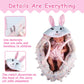 Rakki Dolli Doll Carry Cot Doll Carry Crib Doll Carrier with Fashion Embroidered Rabbit Face, Fits for 16” 18” American Girl Dolls