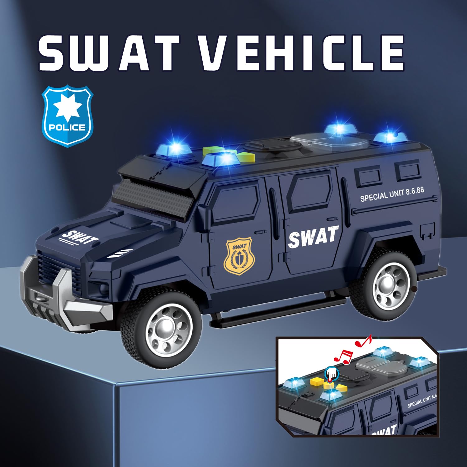ToyFinity Police Car Toy Set | Cop Vehicle Toys for Kids | Cop Car, SWAT Armored Vehicle, Helicopter & Action Figures | 1:32 Model Scale Police Toys |