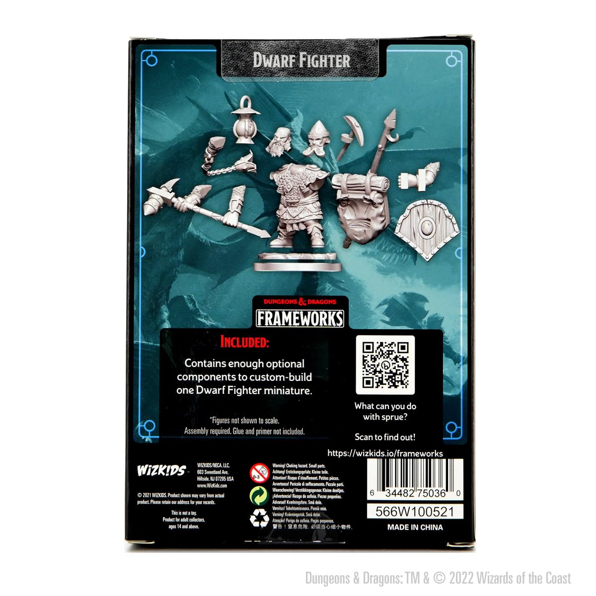 WizKids D&D Frameworks: Dwarf Fighter Male - Unpainted and Unassembled