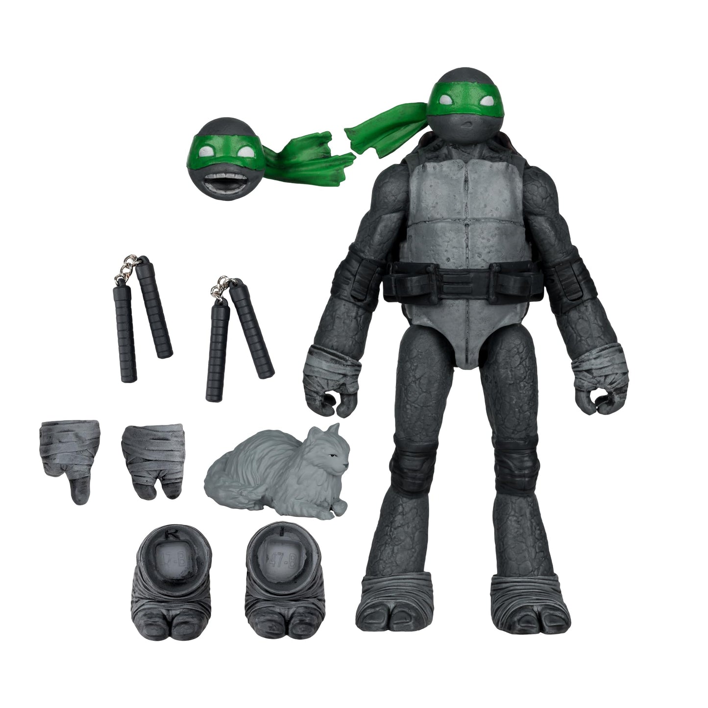 TMNT 5IN FIGURE WITH COMIC (BLACK WHITE & GREEN VARIANT) - MICHAELANGELO (BLACK WHITE & GREEN VARIANT)