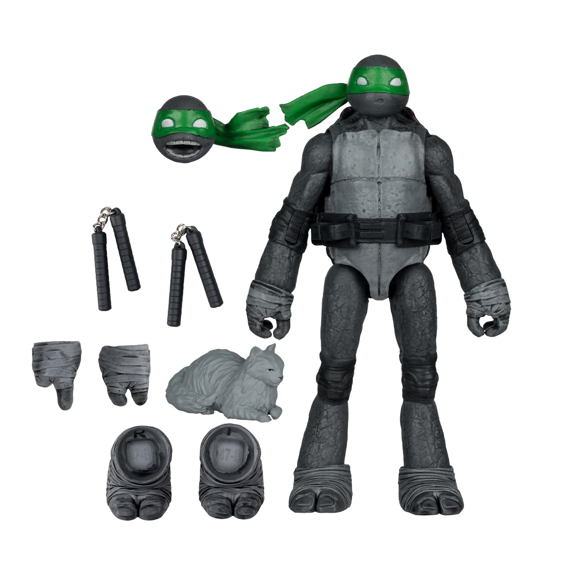 TMNT 5IN FIGURE WITH COMIC (BLACK WHITE & GREEN VARIANT) - MICHAELANGELO (BLACK WHITE & GREEN VARIANT)