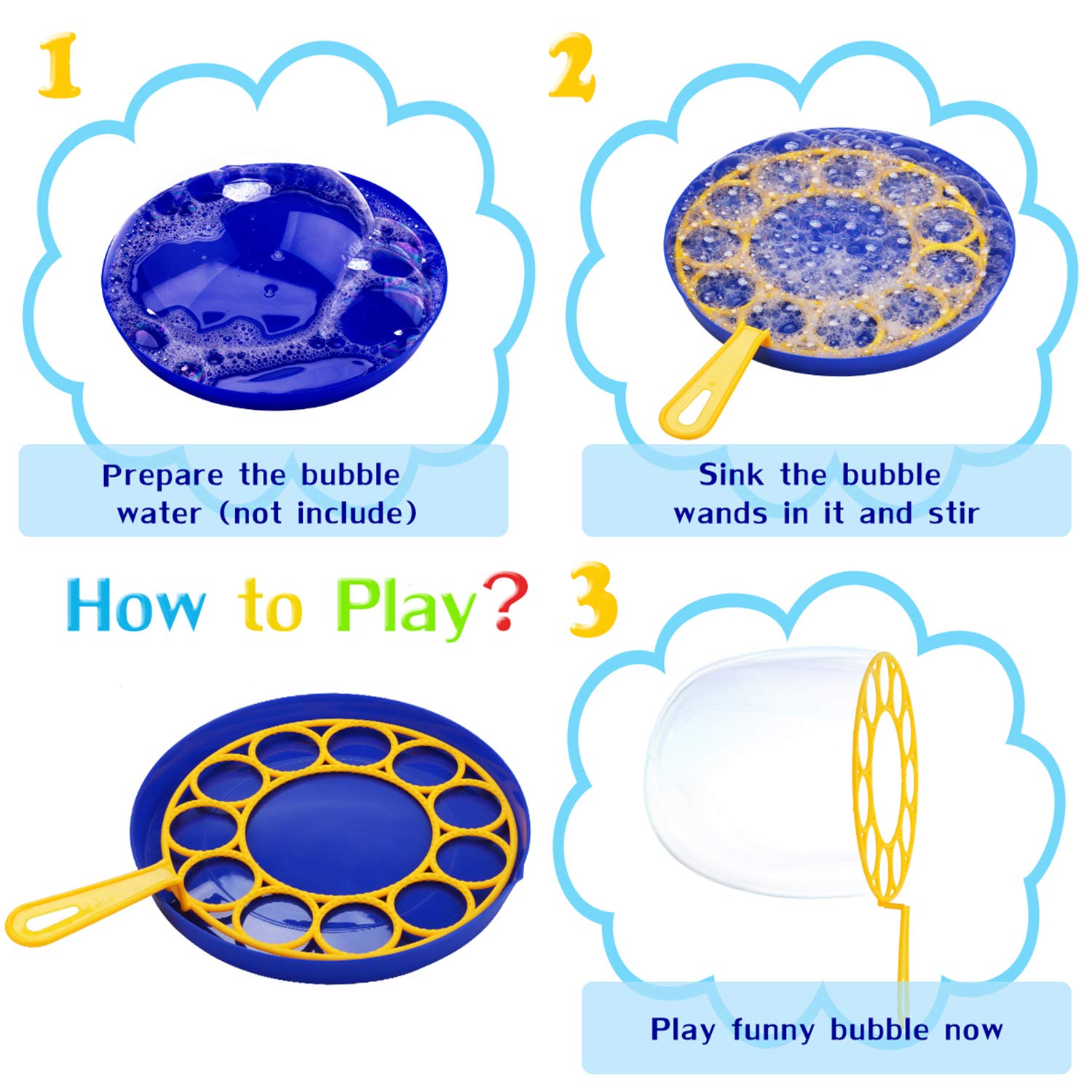 Big Bubble Wands Set Bubble Party Pack Bulk, Funny Bubble Toy Bubble Making Toys for Outdoor, Big Bubble Wands Bulk for All Age People Bubbles Party