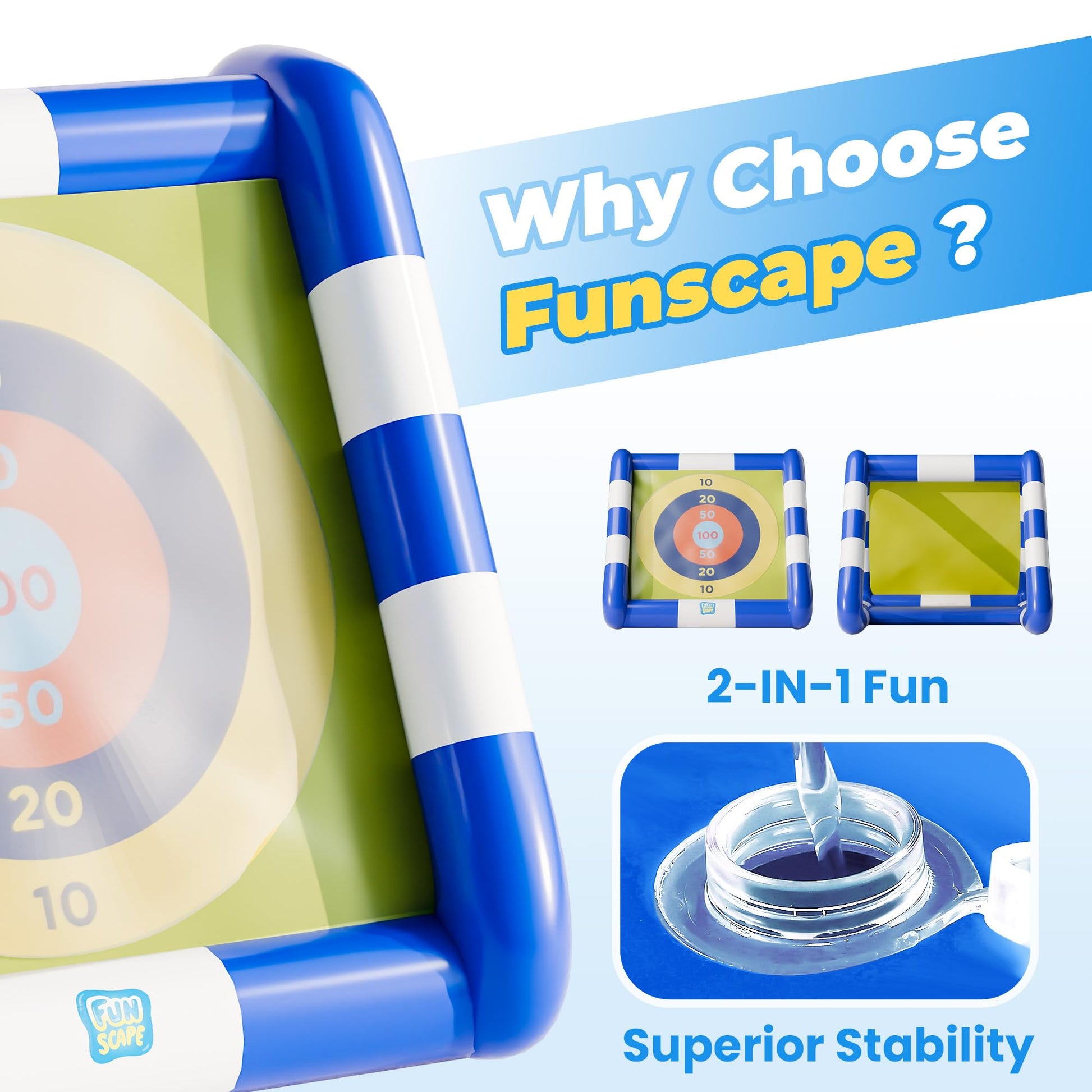 Funscape Kid Soccer Pool Toy Inflatable Float Soccer Goal & Ball Water Game