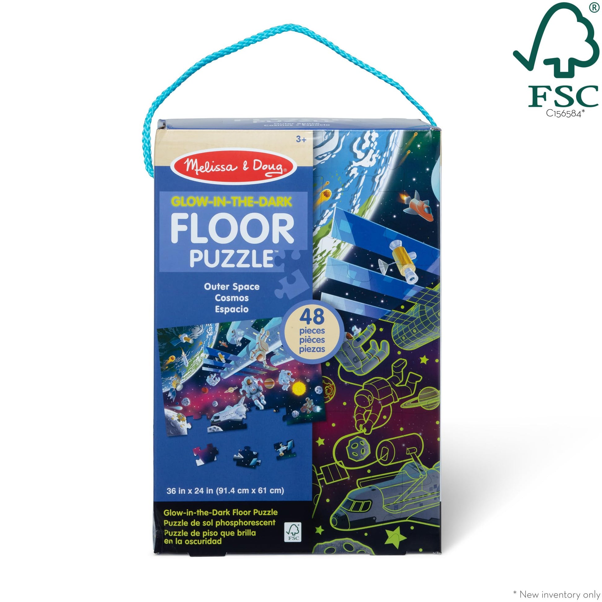 Melissa & Doug Outer Space Glow-in-the-Dark Cardboard Jigsaw Floor Puzzle - 48 Pieces, for Boys and Girls 3+ - FSC-Certified Materials
