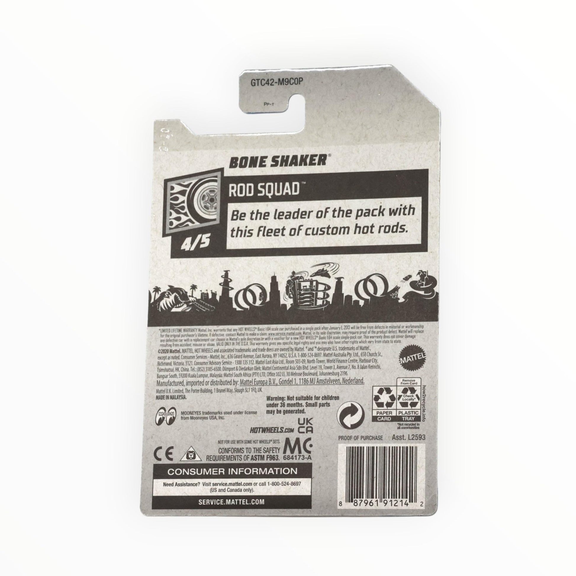 Hot Wheels 2021, Bone Shaker Moon Eyes Gray, Rod Squad 4/5, 161/250