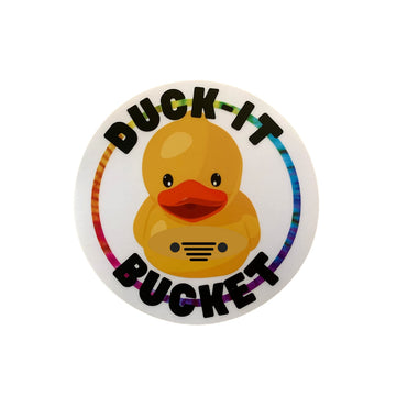Duck Bucket Sticker | 7" Inch Round Sticker | Add to You Bucket of Duck Duck Tags and Rubber Ducks | Clear Background Rubber Duck Design