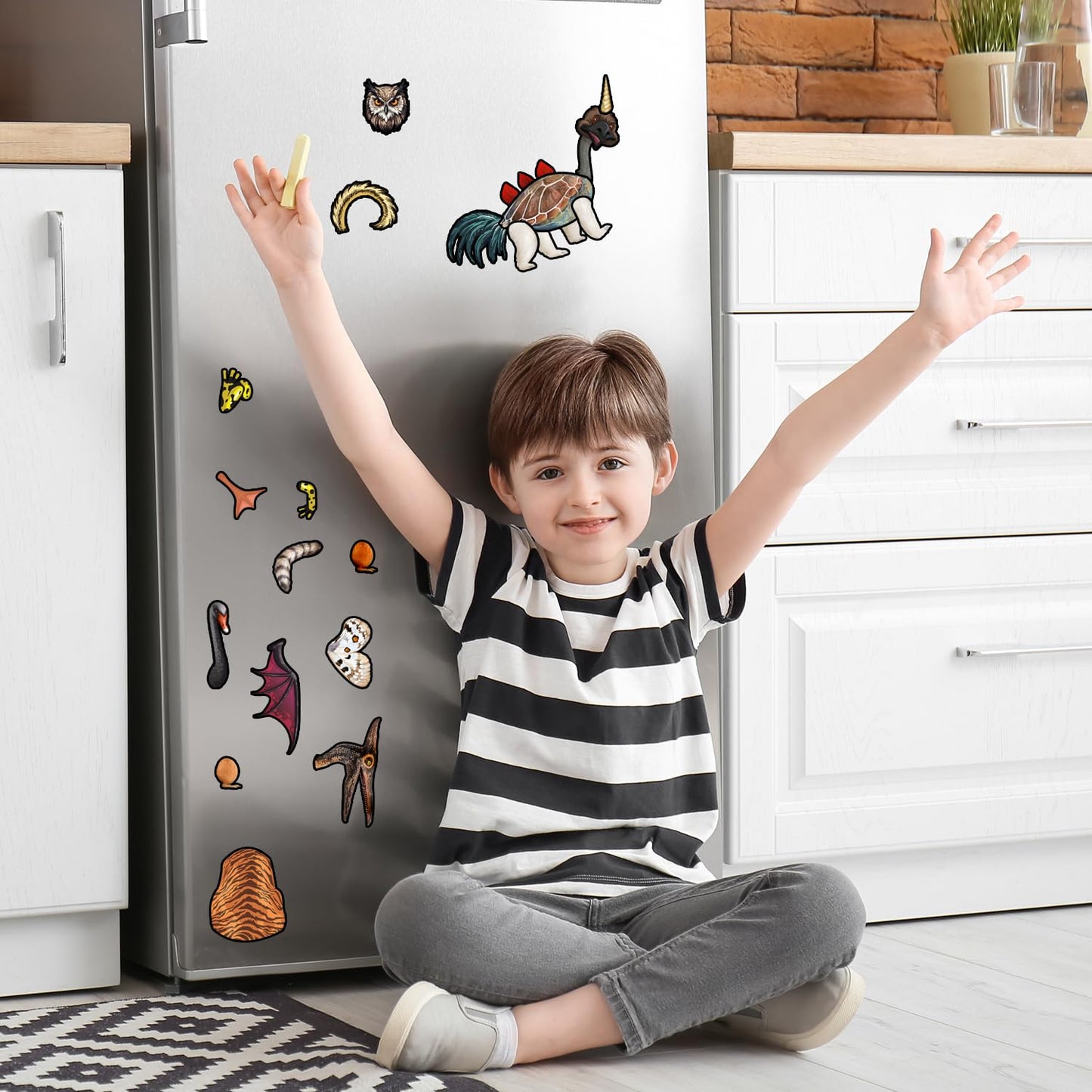 QLLQTIGER Cryptid Construction Kit Monster Magnet Fridge Toys, Magnetic Creature Creation Kit, 100 Pieces, Rubber, Fantastical, Whimsical Playful