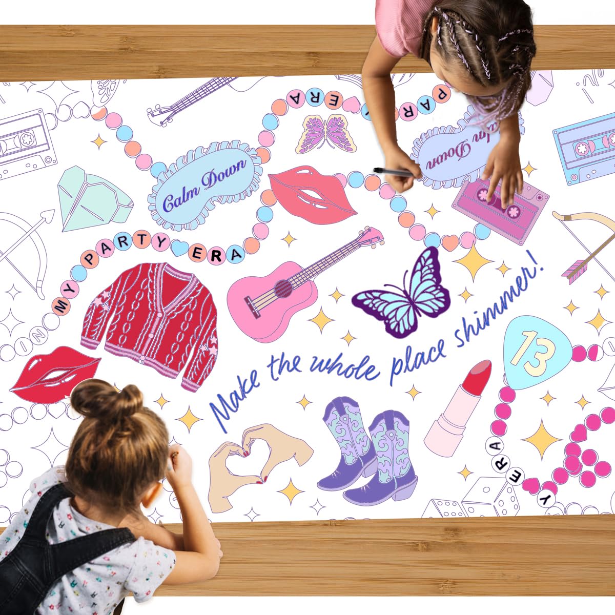 xo, Fetti ERAS Coloring Tablecloth | ERAS Party Decor, Kids Party, Table Setting, Birthday Craft Activity, Concert Pregame, Girls Night