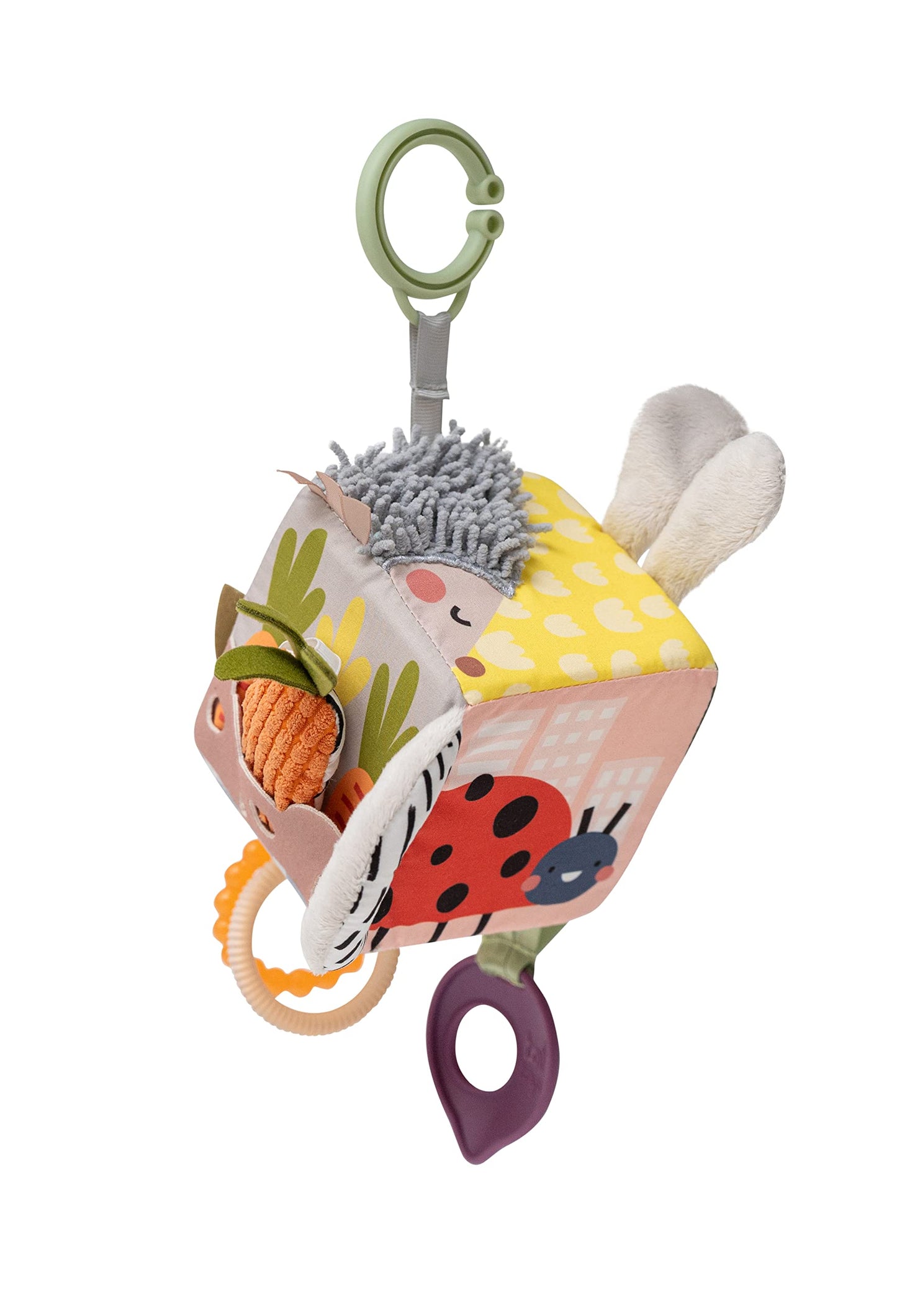 Taf Toys Activity Cube, Newborn & Baby Developmental Activity Toy. Use on Strollers, Bassinets, Crib & Car Seats. with A Mirror, Teether. Curiosity
