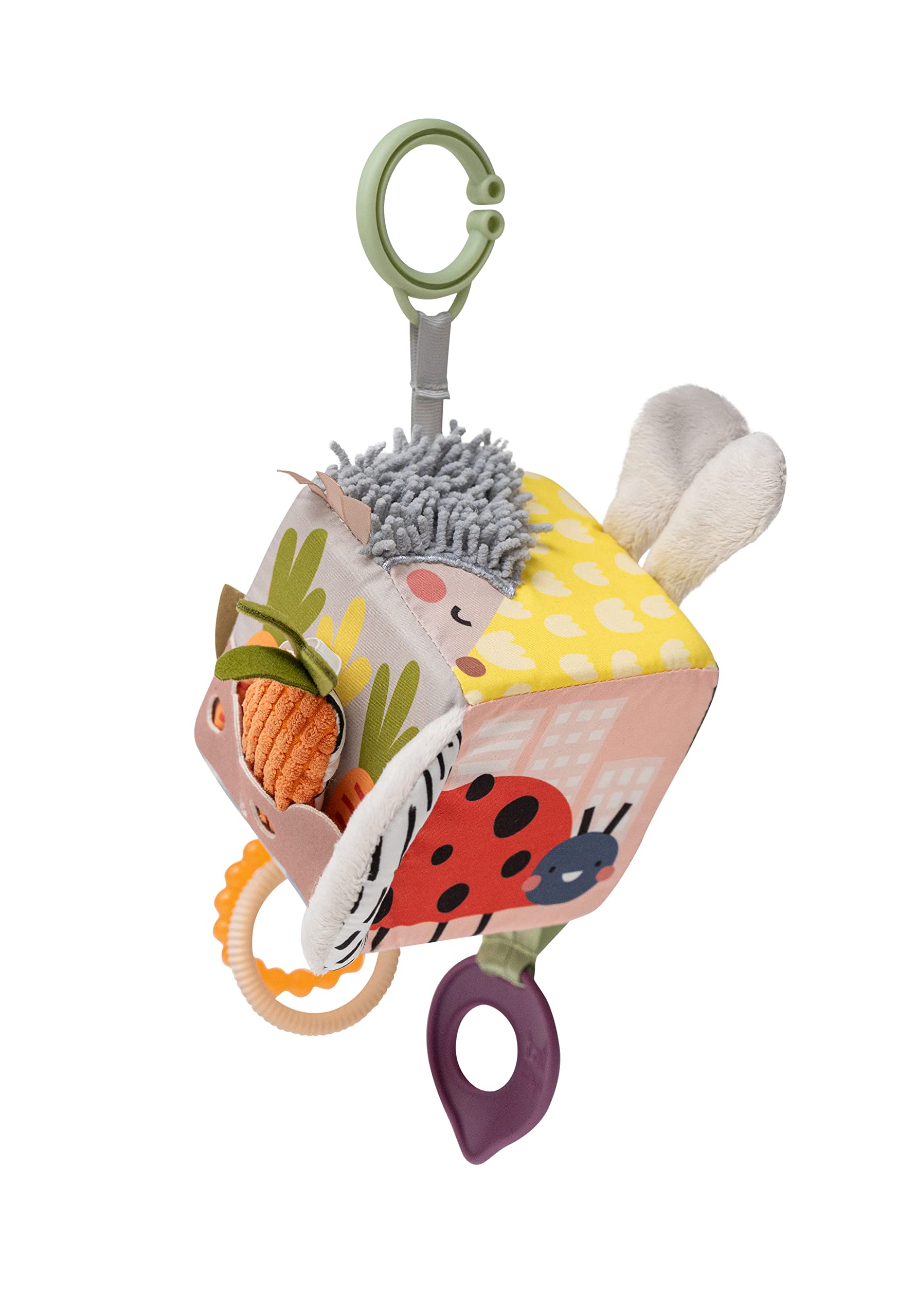 Taf Toys Activity Cube, Newborn & Baby Developmental Activity Toy. Use on Strollers, Bassinets, Crib & Car Seats. with A Mirror, Teether. Curiosity
