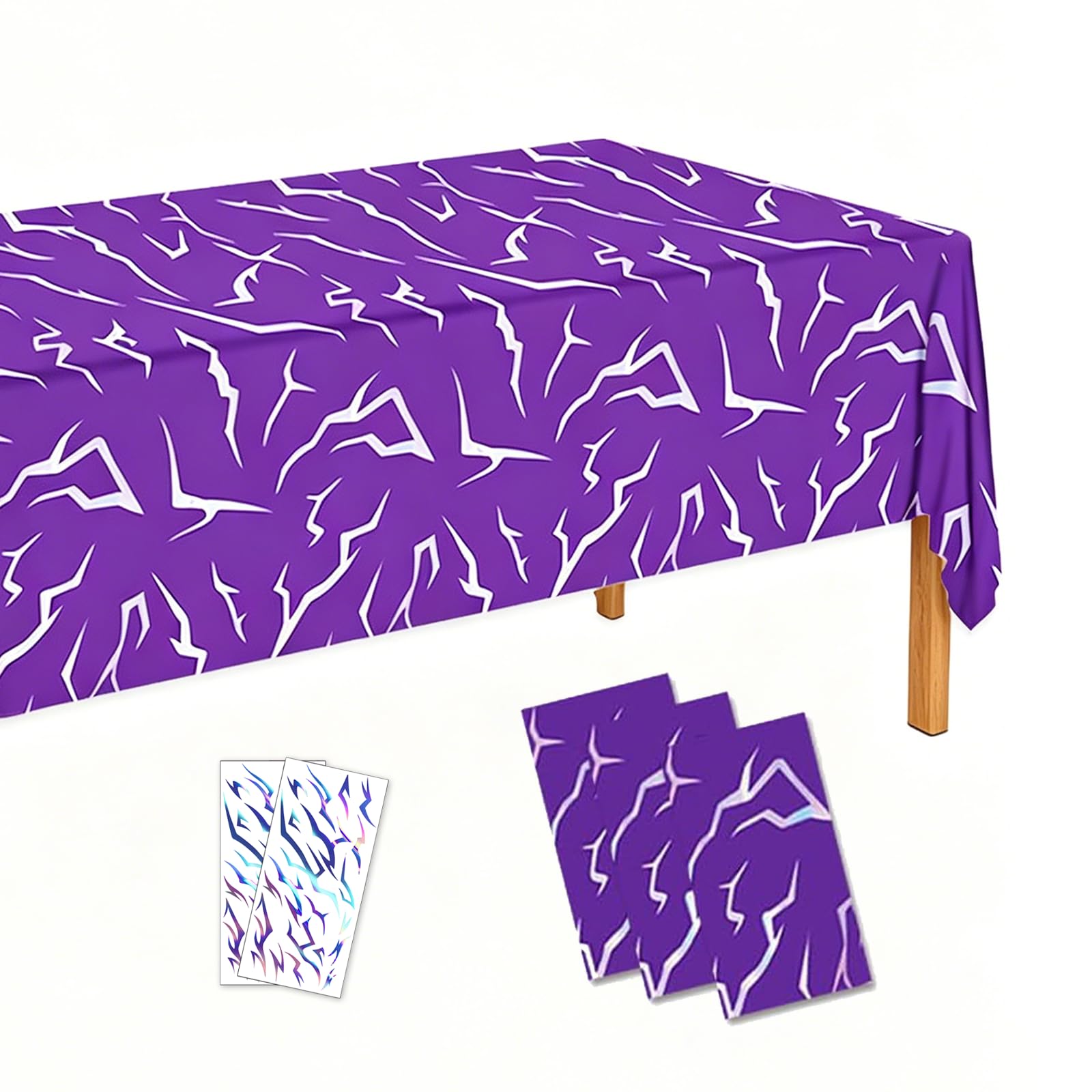 Viffeyadan 3 Pcs Demon Theme Party Tablecloth Decorations, Demon Energy Pattern, 9FT Sparkling Laser Tablecover, Korean Idol Movie Party Supplies