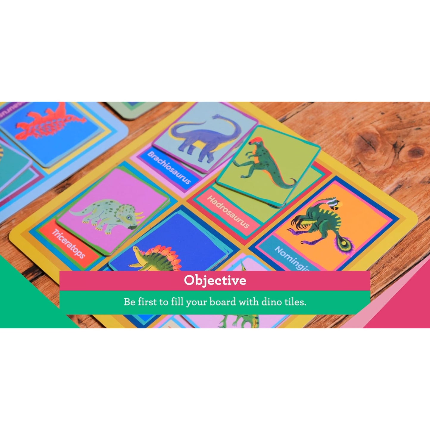 eeBoo: Dinosaur Bingo for Kids Ages 5+, Prehistoric Theme Learning Game that Teaches Dinosaur Names & Builds Vocabulary