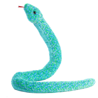 Aurora Snake 53" Aqua Multi Print Playful Stuffed Animal