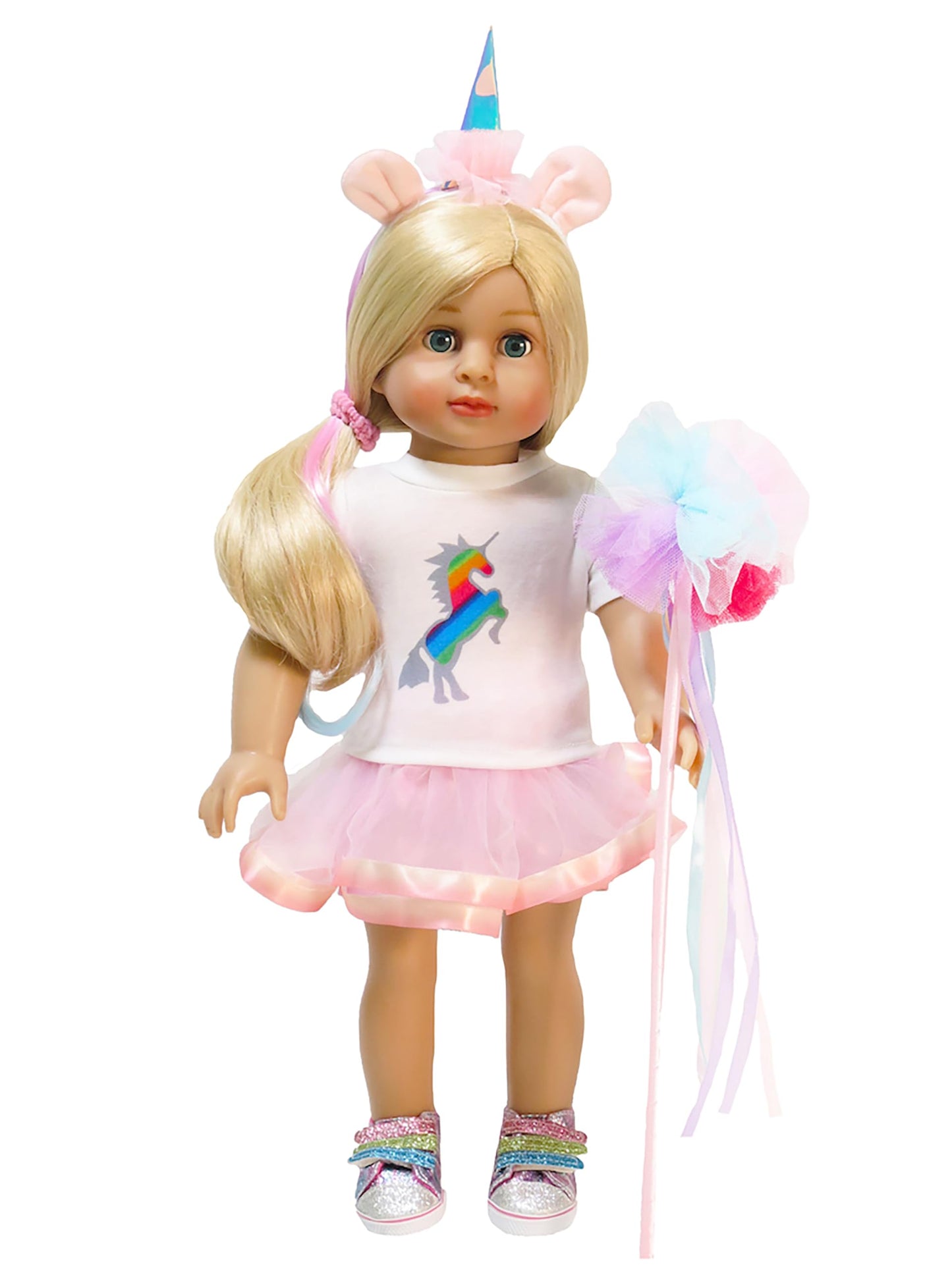 Pastel Rainbow Unicorn Outfit 4pc for 18-Inch Dolls | Premium Quality & Trendy Design | Dolls Clothes