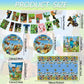 118Pcs Pixel Themed Party Decorations, Birthday Party Supplies Decorations Set-Plates Napkins Tablecloth Banners Fork etc for 20 Guests Kids Birthday