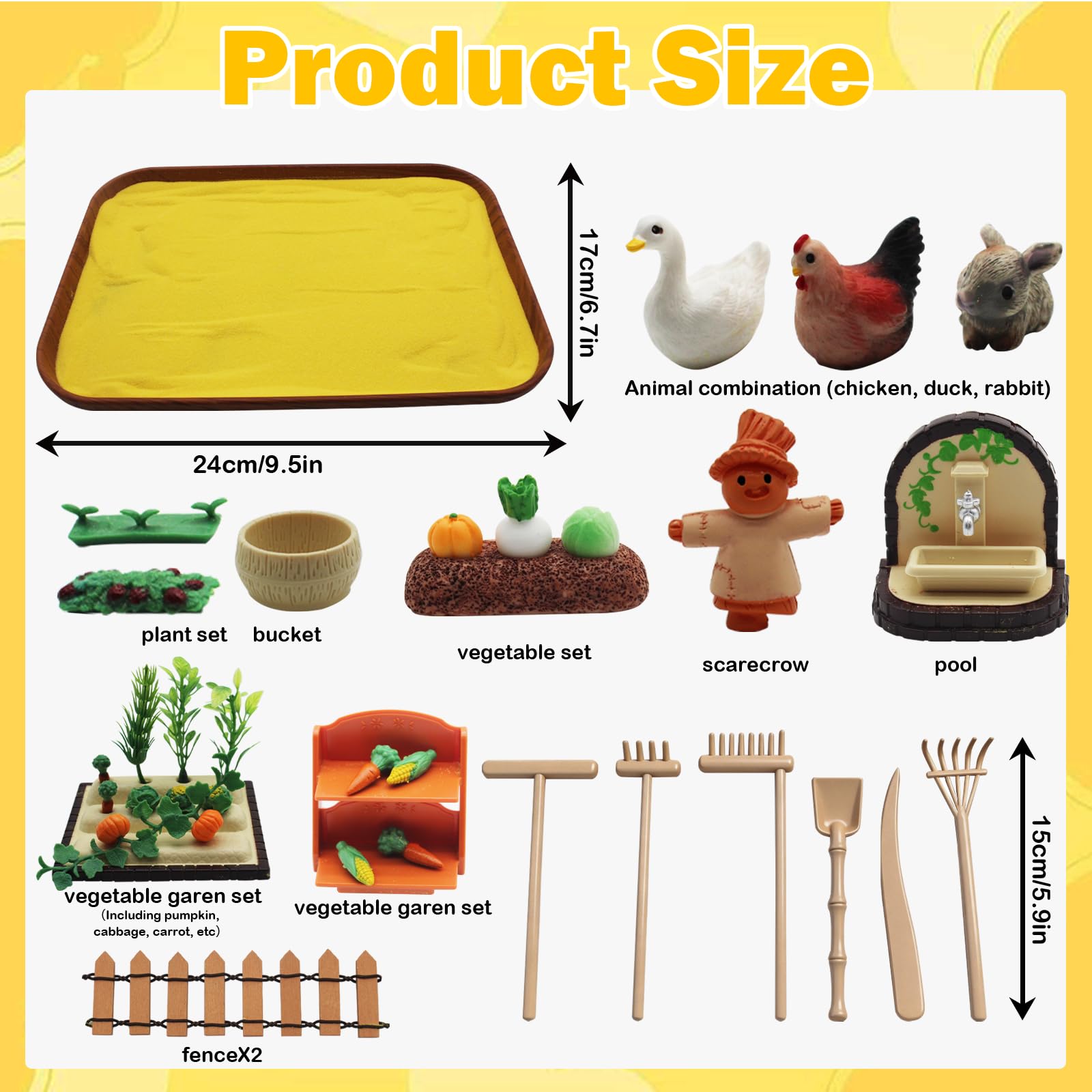 48 PCS Zen Garden for Desk, Mini Veggie Zen Sand Garden for Sandbox