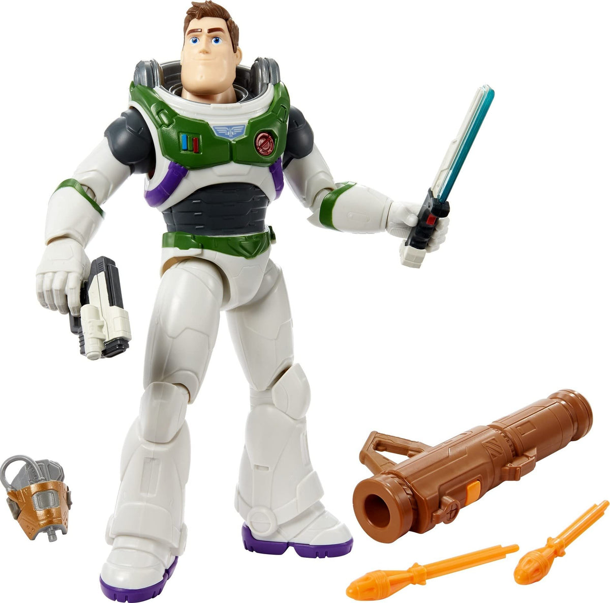 Mattel Disney and Pixar Lightyear Toys, Buzz Lightyear Figure, Fully Equipped 12-in Action Figure with 4 Accessories, Collectible Gifts for Kids
