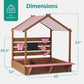 Best Choice Products Sandbox with Canopy, Extra Large Wooden Kids Sand Box with Cover, Water Table & Sink, Chalkboard, Bench Seating w/ 110 lb
