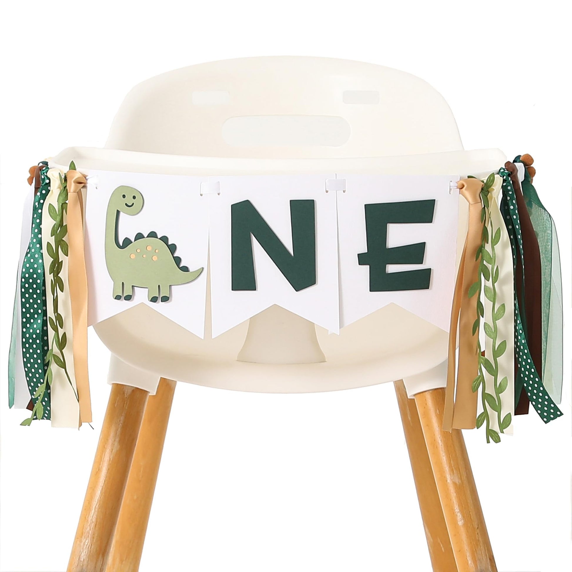 Dinosaur 1st Birthday High Chair Banner - Baby Boy First Highchair Banner for Party Supplies, Dinosaur Themed One High Chair Garland Birthday Party