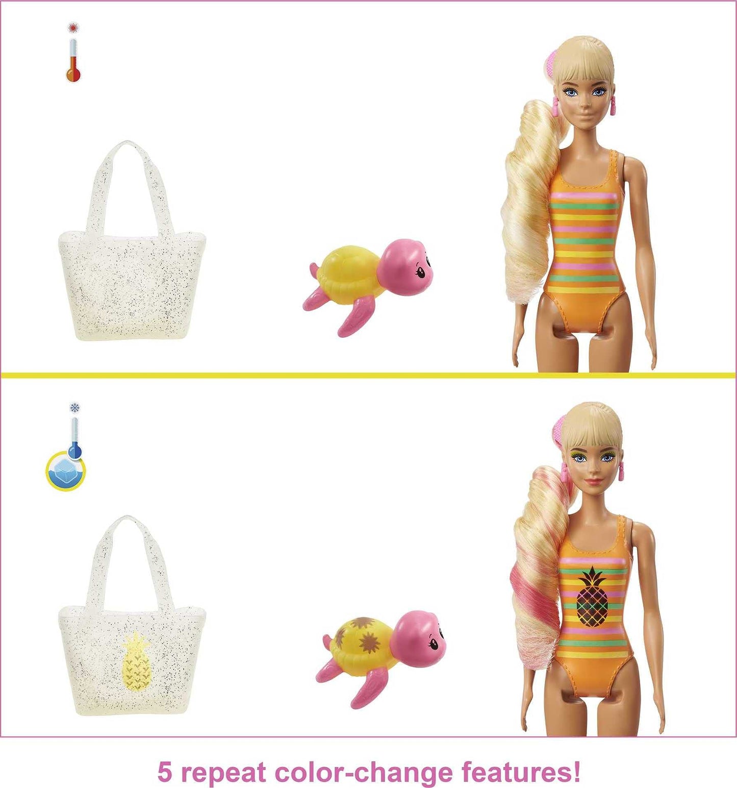 Barbie Color Reveal Foam! Doll & Pet Friend with 25 Surprises: Scented Bubble Solution, Outfits, Hair Extension, Accessories, Kid Bracelet & Charm