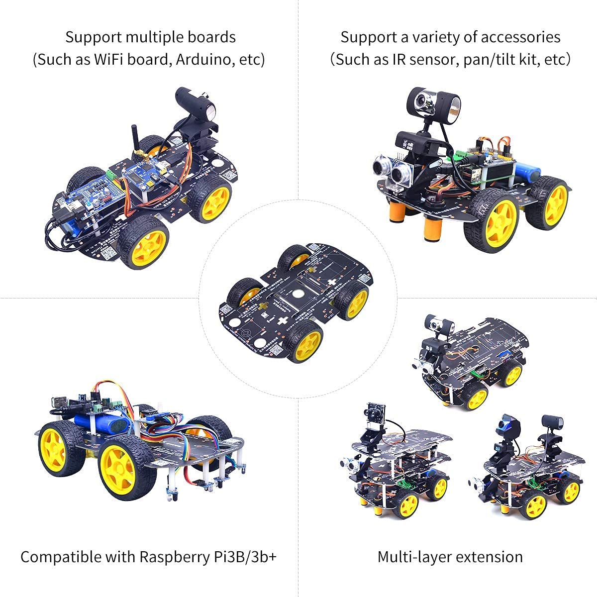 XiaoR Geek Robot Chassis 4WD Robot Car Smart Chassis Kit with 4 TT Motor for Arduino/Raspberry Pi/Jetson Nano, Smart Robotic Car Chassis DIY Learning