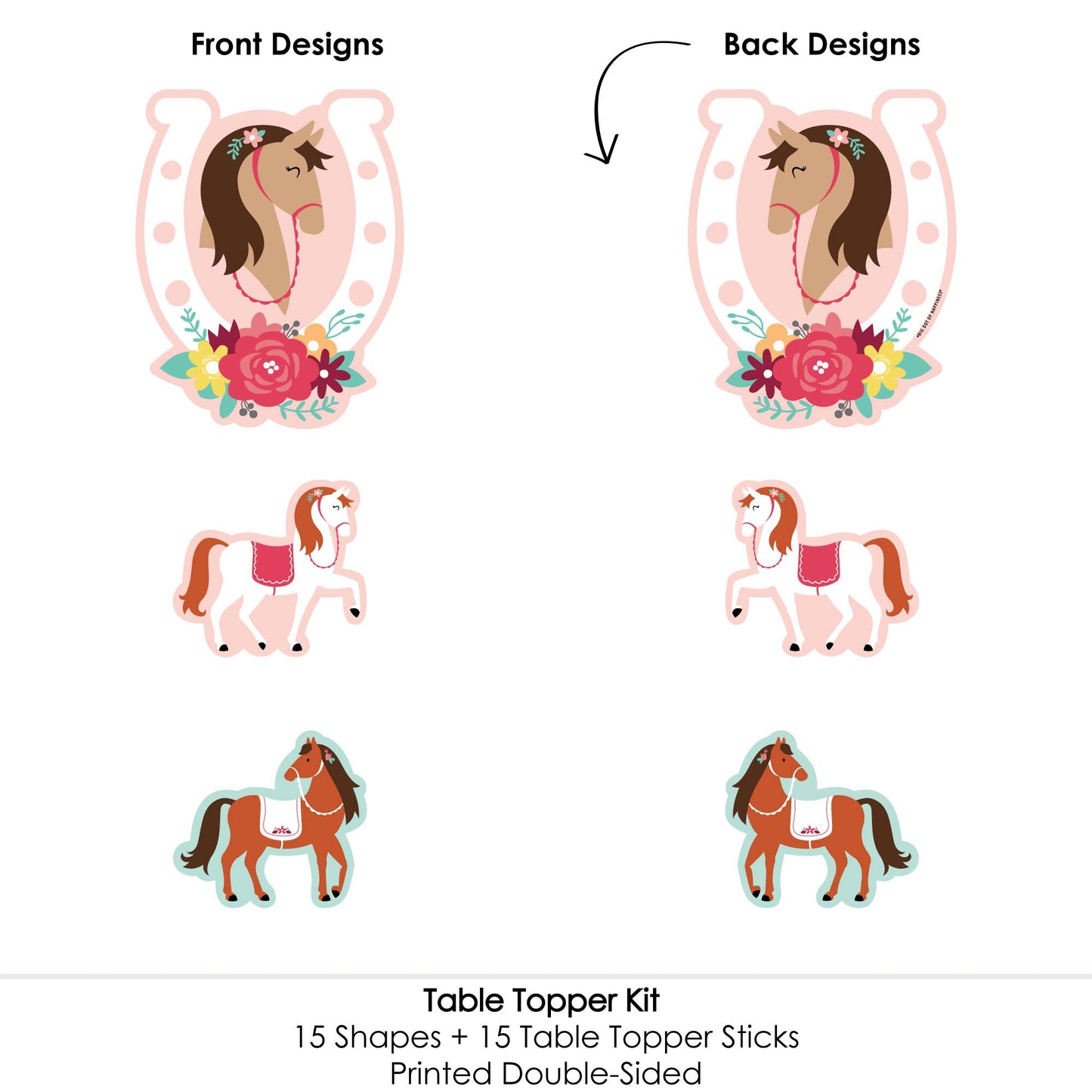 Big Dot of Happiness Run Wild Horses - Pony Birthday Party Centerpiece Sticks - Table Toppers - Set of 15