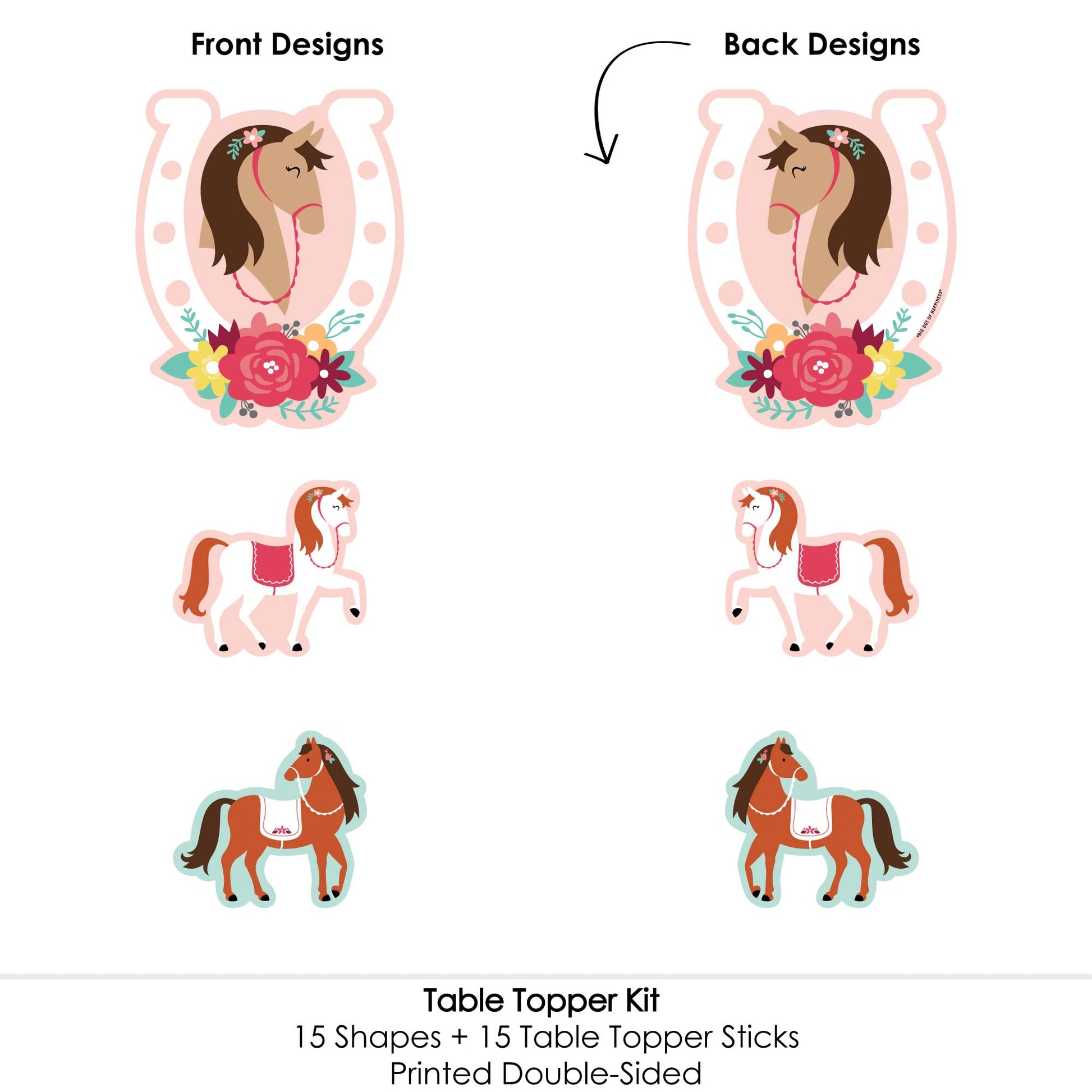 Big Dot of Happiness Run Wild Horses - Pony Birthday Party Centerpiece Sticks - Table Toppers - Set of 15