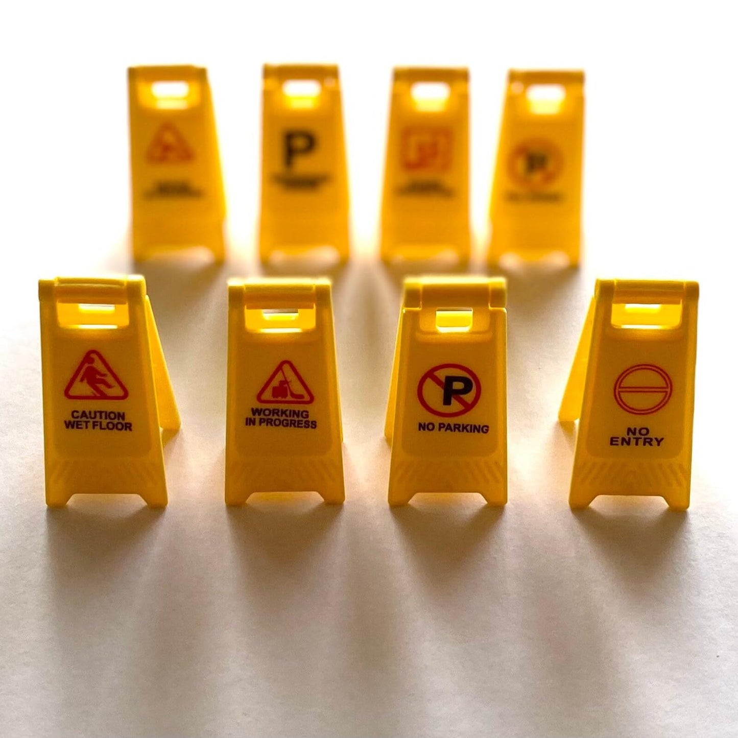 Miniature Warning Sign, Mini Floor Caution Sign, Yellow Plastic Notice 1/12 Scale 2cm x 4cm, Dollhouse, Fairy Garden Accessories, Diorama (2PCS)