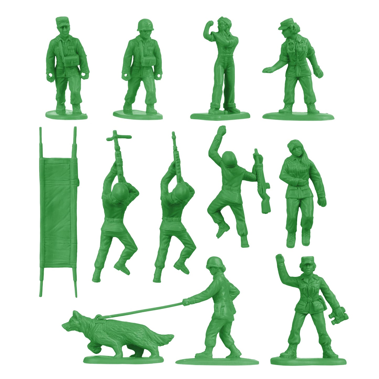 BMC Plastic Army Women - 36pc Green Female Soldier Figures - Made in USA